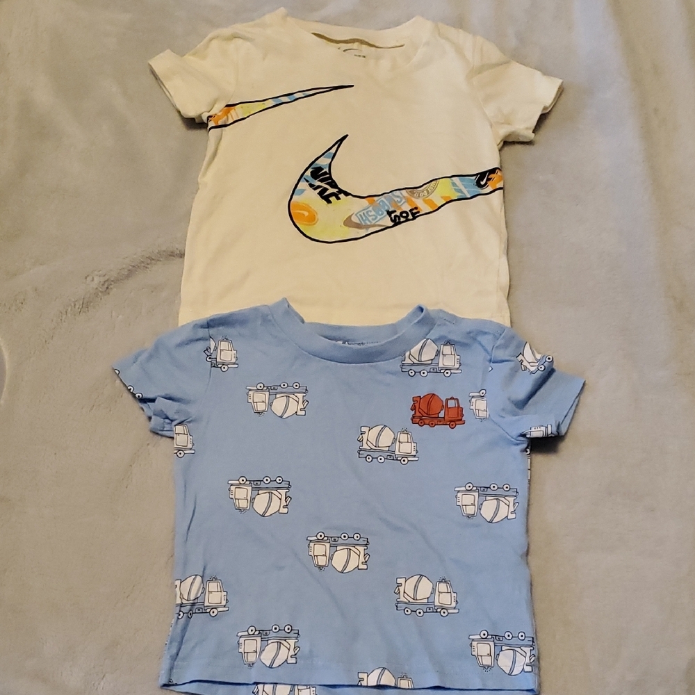 Nike Kids Cream and Blue Construction Short Sleeve Tees